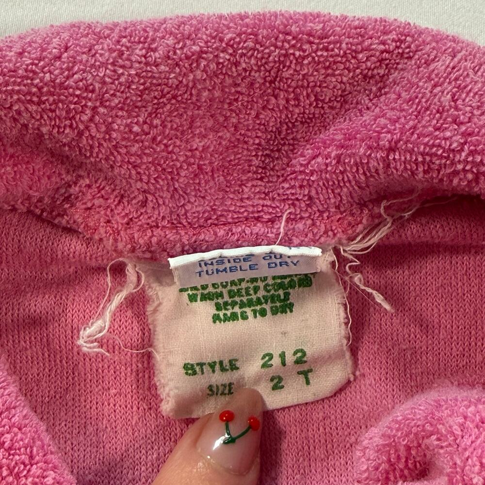 vintage 1960s terry cloth romper hot pink color Precious Togs Size 2T - Picture 4 of 6